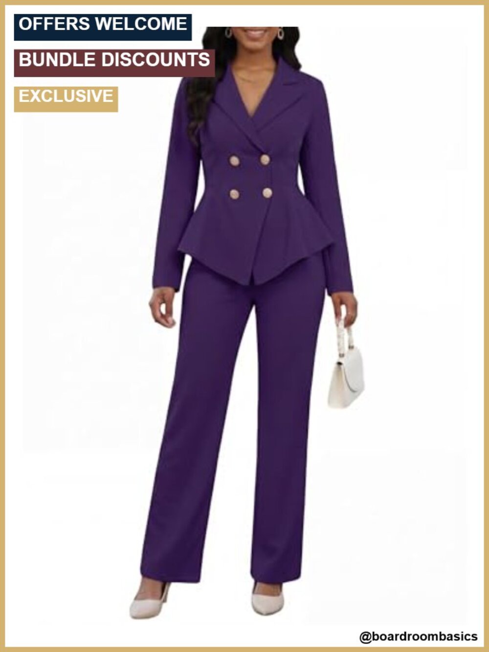 Women's 2 Piece Business Casual Blazer & Pants Suit Set Long Sleeve